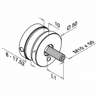 MODERN LASIKAUPPA - Q RAILING pin clamp M0747 D50mm 2