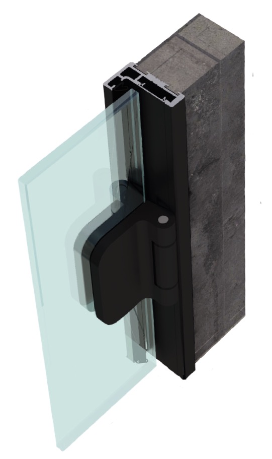 Black glass door with grid glass wall Framed solution L bulkhead www_glasit_fi MODERN GLASS STORE