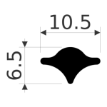 Wedge gasket for machinery glass 6mm glass / 3mm frame