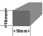 Lasituslista suorakulmio 18x16mm PVC valkoinen